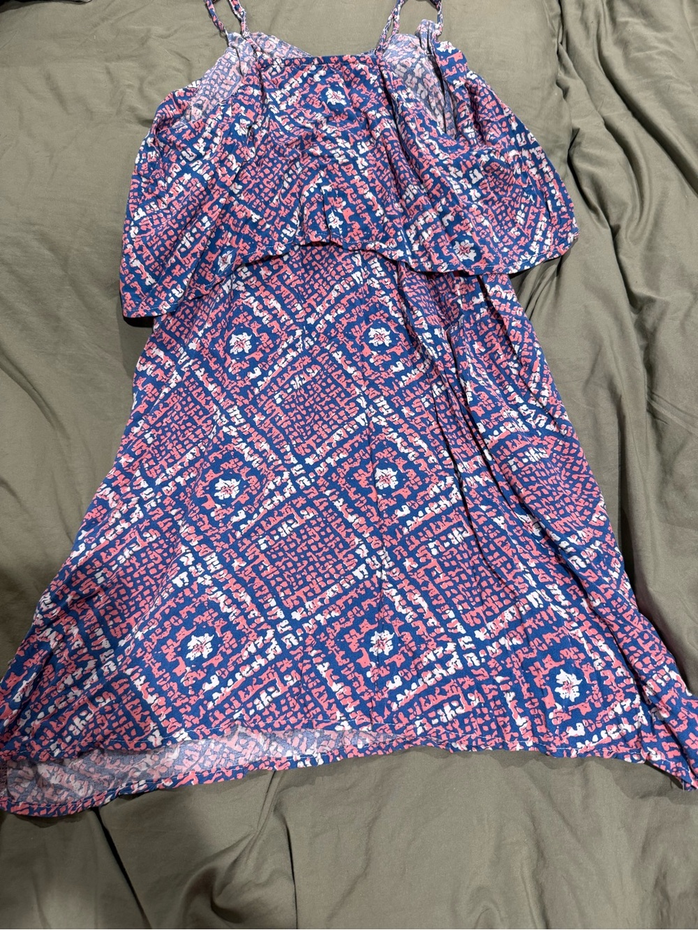 west loop Pink and Blue Patterned Ruffle Sundress